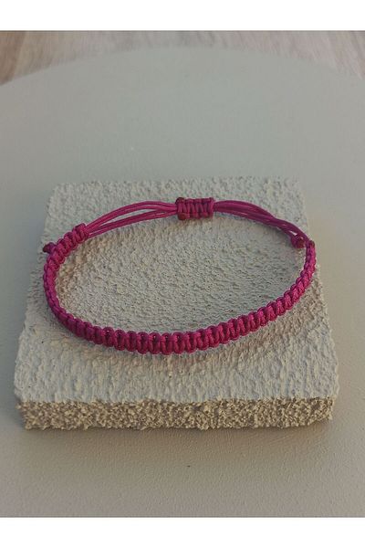 TREND Knitted Fuchsia Macrame Drawstring Surfer Bracelet, Gift Friendship Bracelet