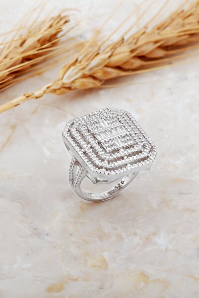 Sümer Telkari Taşlı Baget Büyük Gümüş Yüzük 5923