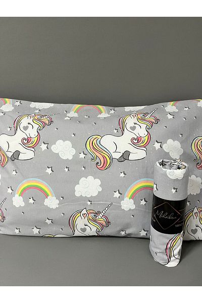 mihriban Single Unicorn Pattern Fitted Sheet Set Gray 100X200 cm