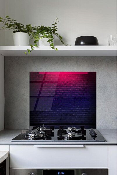 Saban واقي موقد زجاجي منقوش من الطوب النيون مقاس 60 × 70 سم