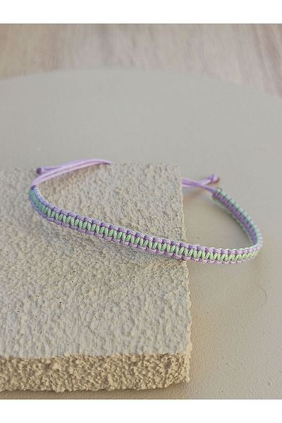 TREND Unisex Double Color Knitted Macrame Bracelet, Lilac and Green Gift Bracelet, Sports Bracelet