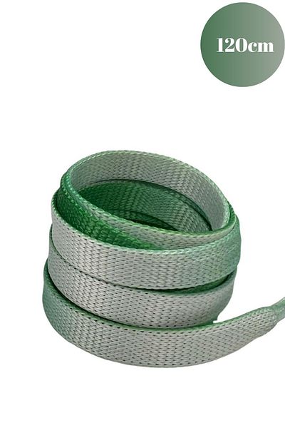 Mag Shoes Care Green - White Transitional Ironed Sports Shoelaces. 120cm. 1 Pair. 2 Pieces.