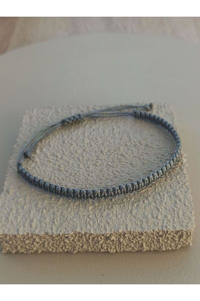 TREND Unisex Knitted Grey Macrame Surfer Bracelet - Waterproof, Adjustable Handmade