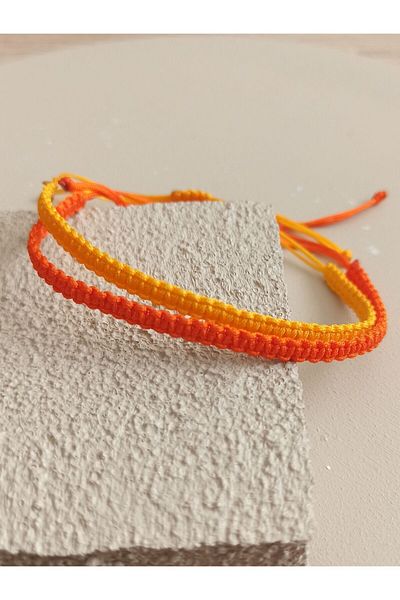 TREND Yellow and Orange Double Macrame Bracelet - Handmade, Adjustable, Unisex