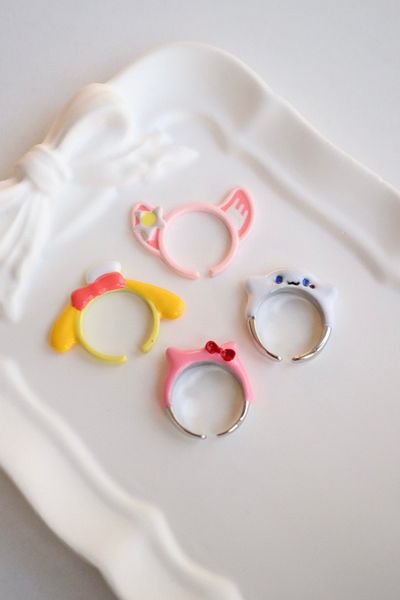 EFBUTİK Pink Metal Kiity Ear Ring