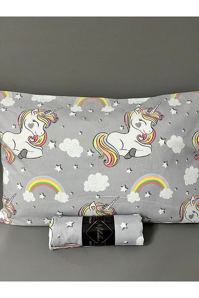 mihriban Single Unicorn Pattern Fitted Sheet Set Gray 100X200 cm