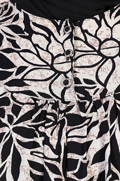 Ferace Plus Size Leaf Patterned Long Women's Summer Dress