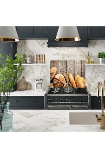Saban 2-Piece 40X52 cm Glass Stove Protector - Bread for 5-Piece Stoves