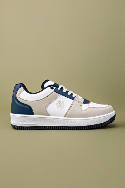 Getcho Morta Kadın Beyaz Lacivert Spor Ayakkabı Yüksek Taban Sneaker Kombinler İçin Modern ve Enerjik Model