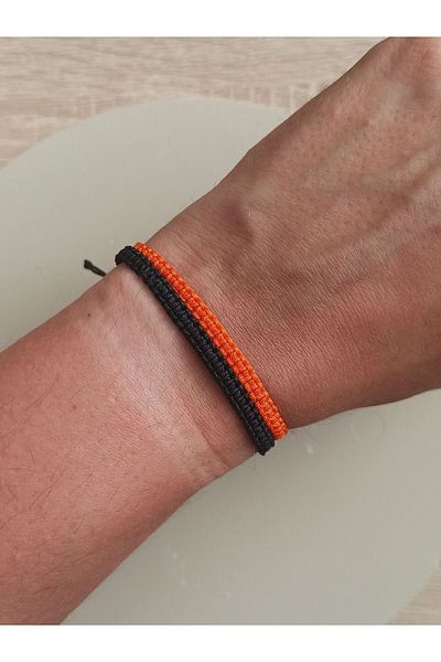 TREND Unisex Black Orange Macrame Bracelet, Braided Rope Bracelet, Gift Bracelet, Dating Bracelets