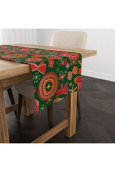Filamente Runner Imprimat Digital Cu Motiv Craciun - Anul Nou 140x40 Cm