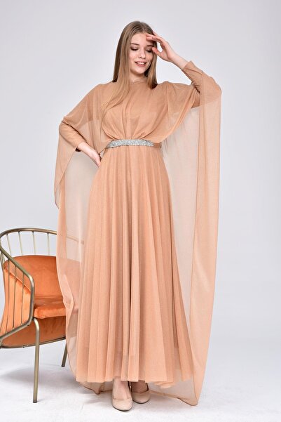 Ferace Women's Plus Size Evening Dress with Cape and Glitter