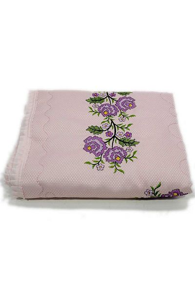 Çt Çeyizci Tekstil Broderie liliac cu podea cu pulbere - țesătură etamină brodata cu punct de cruce