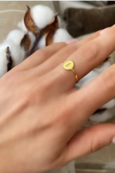 Glorria Kişiye Özel Harfli Disk Gümüş Yüzük