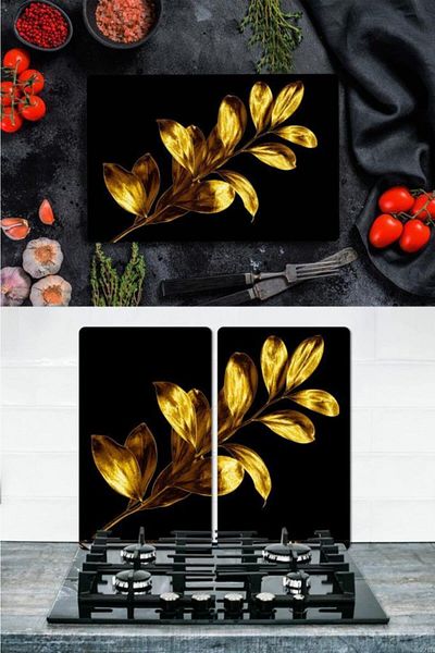 Saban 20X30 cm Single Wheat and 30X52 cm 2-Piece Cam Stove Protector 4-Piece Stove Set