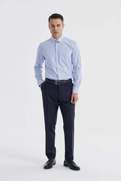 Jakamen Ανδρικό πουκάμισο μπλε Slim Fit με σχέδιο χωρίς τσέπη
