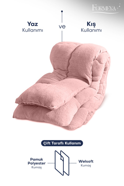 Adelya Lux Powder Double Wellsoft Quilt - 195X215 Cm, Double Sided