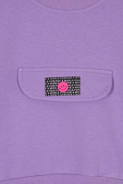 zepkids Σετ φόρμας με μακρυμάνικο μπροστινό διακοσμητικό κάλυμμα τσέπης σε μωβ χρώμα