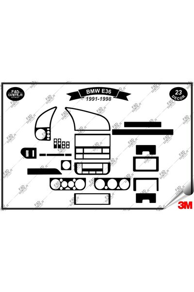 FD Damla Etiket Bmw E 36 1991-1998 Torpido Konsol Trim Göğüs Maun Kaplama Set...