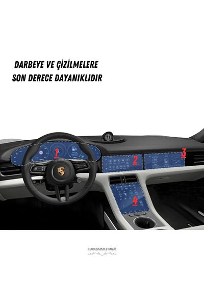 UniqAnatolia Porsche Taycan 4S Navigation Instrument and Information Display Compatible Whole Set Nano Screen Protector