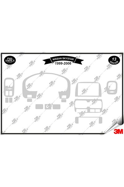 FD Damla Etiket Για Nissan Pick-up Skystar 1999-2006 Κονσόλα τορπίλης Διακοσμητικό σετ μαόνι με επένδυση 13 τεμαχίων ασημί