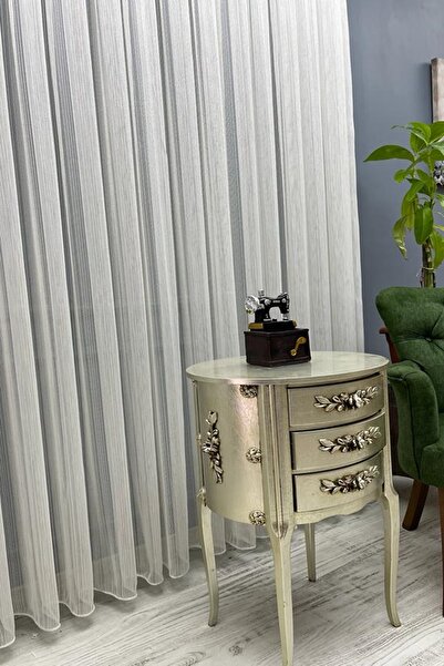 PERDECITY Striped Heavy Weight Delicate Tulle Curtain 300 X 260 1X3 Dense Pleat