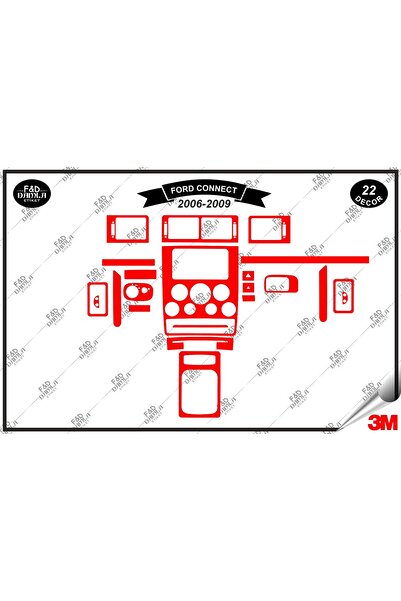 FD Damla Etiket لسيارة Ford Connect 2006-2009 باللون الأحمر مكونة من 22 قطعة ...