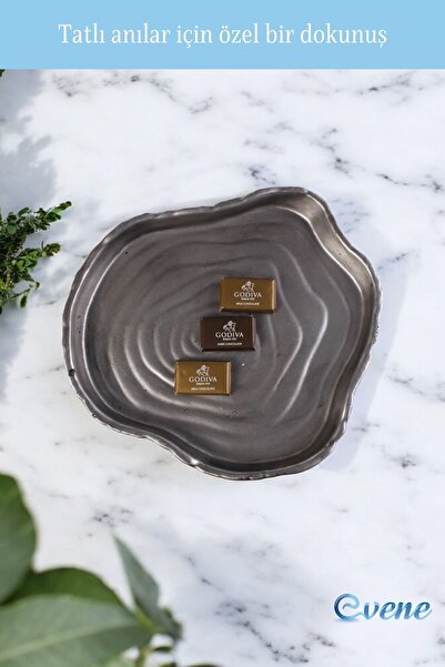 Evene Şekerlik Sunumluk Drajelik Dekoratif Tabak Gümüş Eskitme Renk Model 1