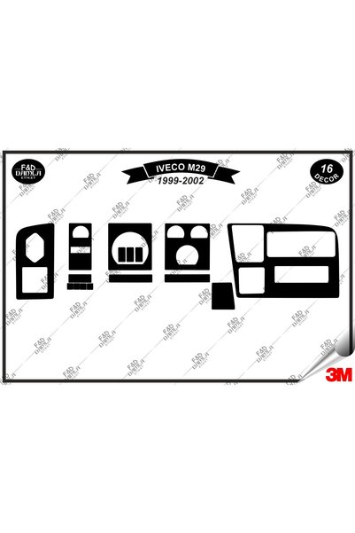 FD Damla Etiket لـ Iveco M29 1999-2002 Torpedo Console Trim الصدر الماهوجني ط...