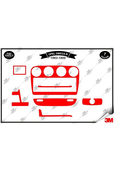 FD Damla Etiket 1993-1999 Opel Omega B - 7 Pieces Red Glove Box Sideboard Trim Chest Mahogany Skin Set