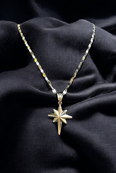 Altınaşkı Aynalı Zincir Kuzey Yıldızlı Altın Kolye