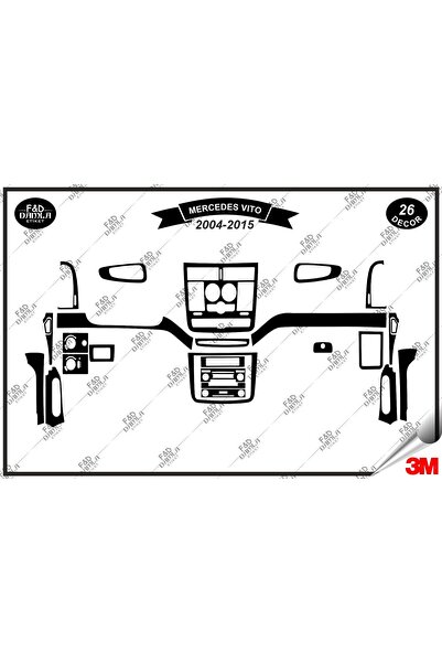 FD Damla Etiket لسيارة Mercedes Vito 2004-2015 Torpedo Console Trim الصدر الم...