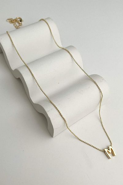 Modex Gold Color Three-Dimensional Letter m Necklace (45+5cm)