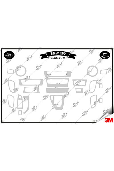 FD Damla Etiket Για BMW E90 2006-2011 Κονσόλα τορπίλης Διακοσμητικό σετ μαόνι με επένδυση 21 τεμαχίων ασημί