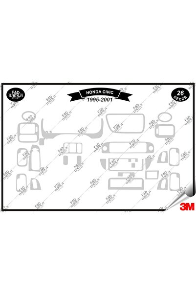 FD Damla Etiket For Honda Civic 1995-2001 Glove Box Console Trim Chest Mahoga...