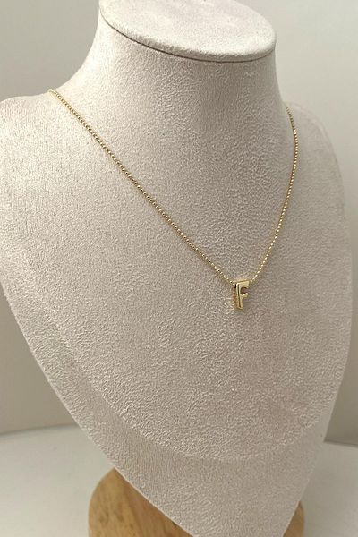 Modex Gold Color Three-Dimensional Letter F Necklace (45+5cm)