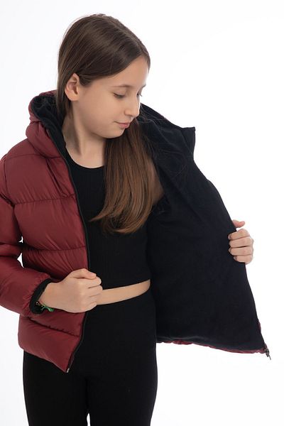 Royalside Sports Girl's Burgundy Fleece Hooded Waterproof Wind Resistant Winter Sport Coat