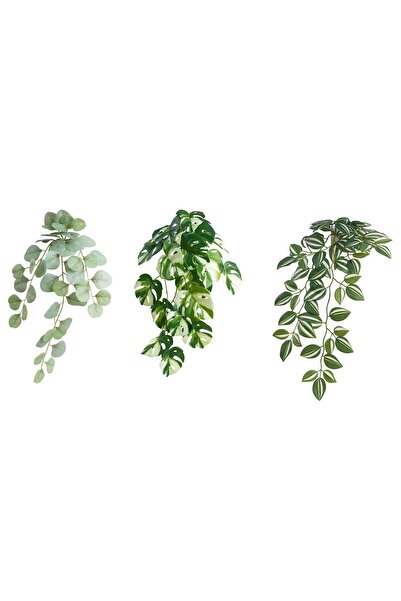 IKEA 3 Adet Asılabilir Yapay Bitki Ikea 3'lü Set Yapay Duvar Bitkisi Yeşil Renk