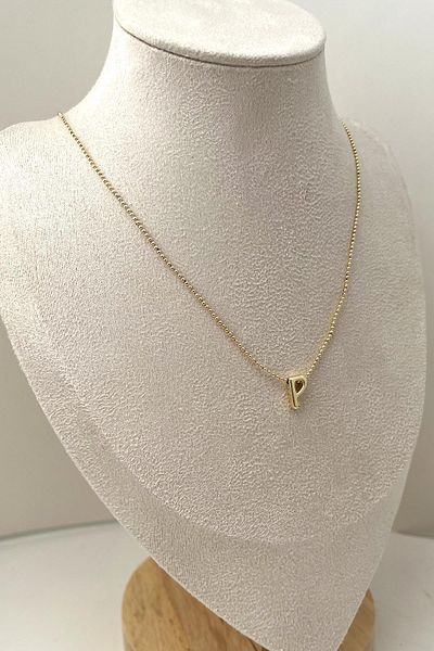 Modex Gold Color Three-Dimensional Letter P Necklace (45+5cm)