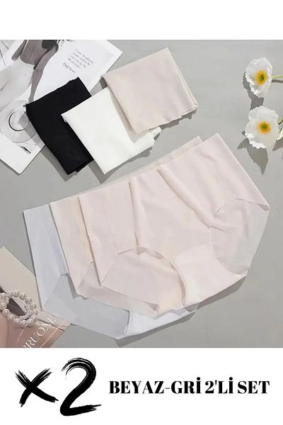 SWEETKORSE Σετ 2 Ice Silk No Trace Seamless Ghost Ultra Thin Laser Cut Μικροδιάφανο ψηλόμεσο εσώρουχο