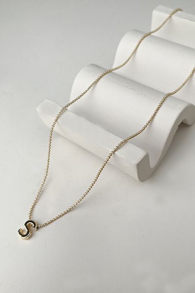 Modex Gold Color Three-Dimensional Letter S Necklace (45+5cm)