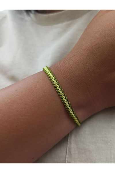 TREND Unisex Two Color Braided Khaki and Light Green Macrame String Bracelet, Gift Bracelet