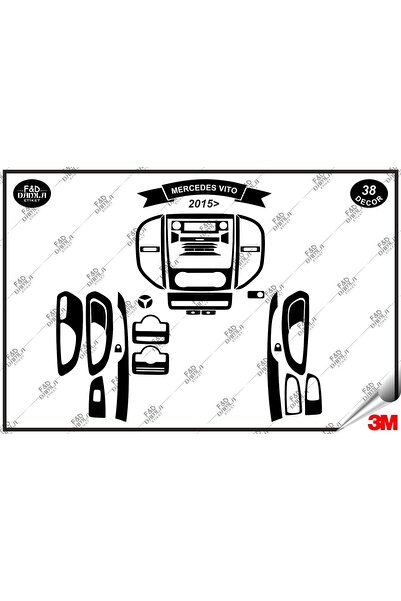 FD Damla Etiket لسيارة Mercedes Vito 2015 Torpedo Console Trim طقم طلاء الماه...