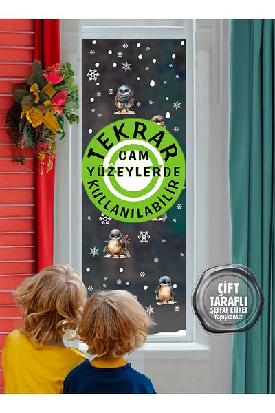 AlyMarkt 2025 Cute Christmas Birds Set Double Sided Adhesive Free (Sticking with Water) Suitable for Reusable