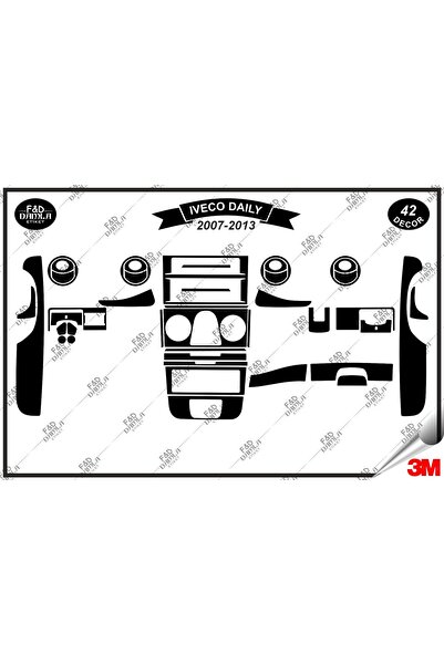 FD Damla Etiket Iveco Daily 2007-2013 Torpedo Console Trim طقم صدري مطلي بالم...