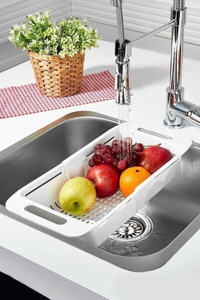 Olgun Home Ayarlanabilir Lavabo Süzgeci Uzun Kısa Ayarlı Evye Meyve Sebze Sal...