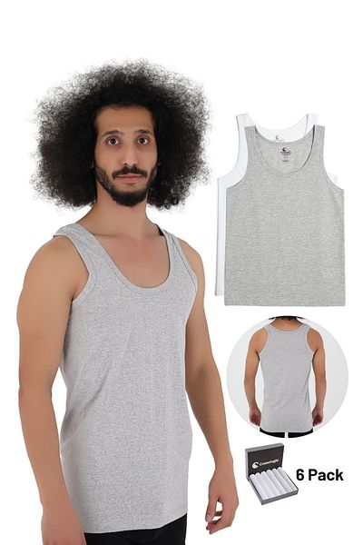 CENNETOĞLU 6 Men's Combed Cotton Singlets in Economic Package Special Box