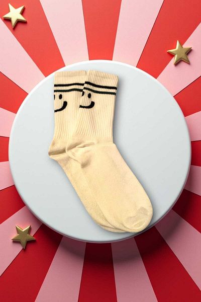 KALBE Unisex Smiling Face Ribbed Socks