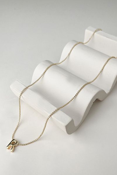 Modex Gold Color Three-Dimensional Letter R Necklace (45+5cm)