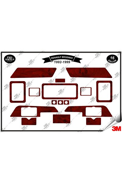 FD Damla Etiket Renault Brodway 1992-1999 Torpido Konsol Trim Göğüs Maun Kapl...